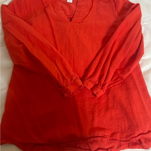Linen long sleeve blouse size small orangey red - Picture 2 of 6